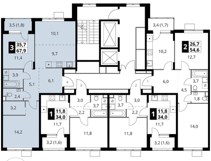3-к. квартира, 67&nbsp;м²