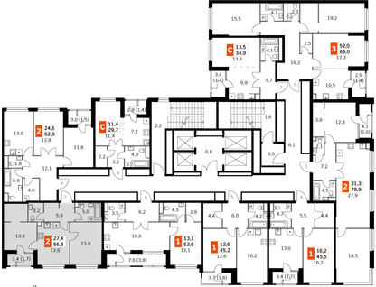 3-к. квартира, 54 м²