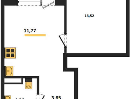 1-к. квартира, 34,5&nbsp;м²