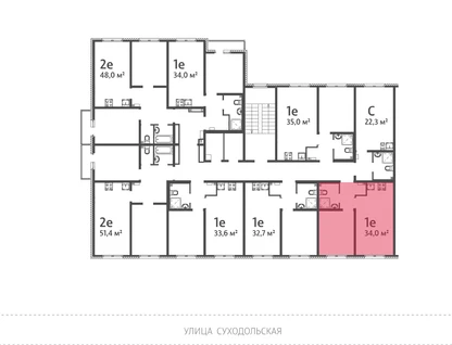 1-к. квартира, 34&nbsp;м²