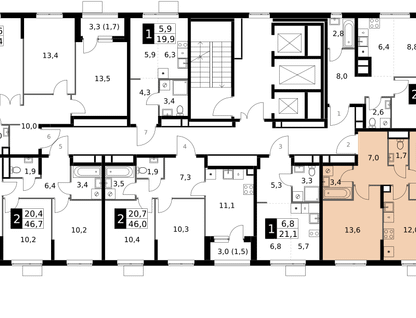 2-к. квартира, 51 м²