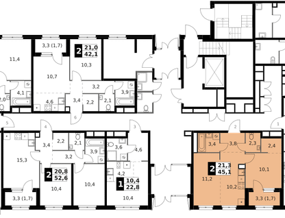 2-к. квартира, 45 м²