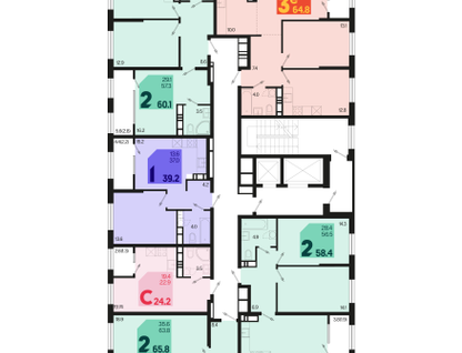 2-к. квартира, 67 м²