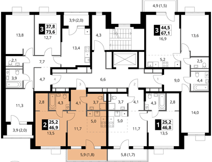 2-к. квартира, 46&nbsp;м²
