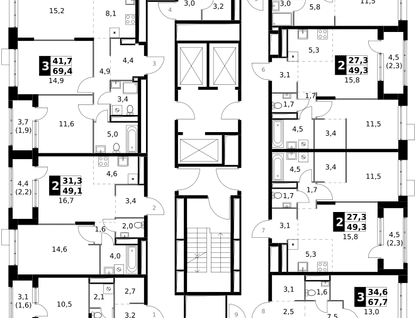 2-к. квартира, 44 м²