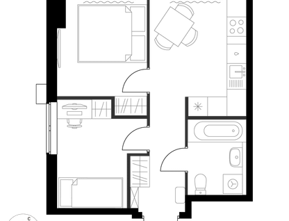 1-к. квартира, 36&nbsp;м²