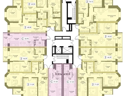 2-к. квартира, 76&nbsp;м²
