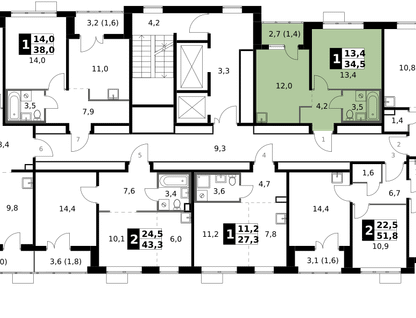 1-к. квартира, 34 м²
