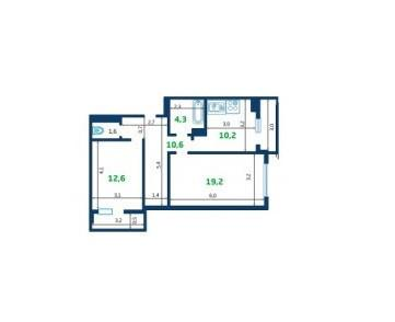 2-к. квартира, 58,6&nbsp;м²