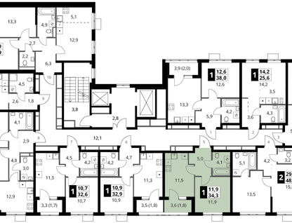 1-к. квартира, 34&nbsp;м²