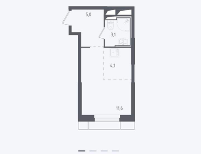 Студия, 23,8&nbsp;м²