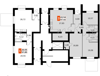 3-к. квартира, 97 м²