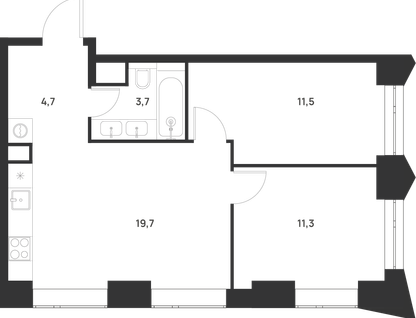 2-к. квартира, 50 м²