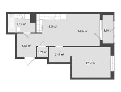 Студия, 51&nbsp;м²