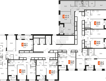 4-к. квартира, 85&nbsp;м²