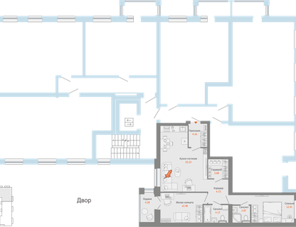 3-к. квартира, 72 м²