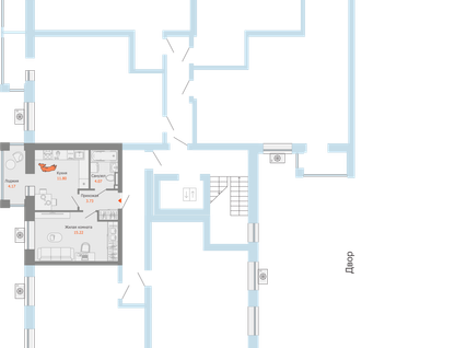 1-к. квартира, 37 м²