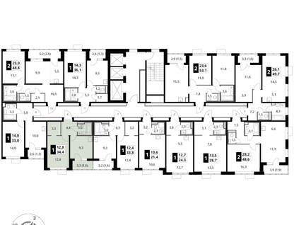 1-к. квартира, 34&nbsp;м²