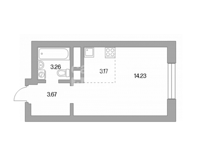Студия, 23,3&nbsp;м²