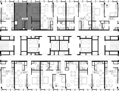 1-к. квартира, 43 м²
