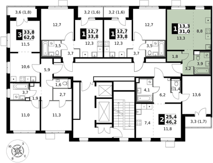 Студия, 31 м²