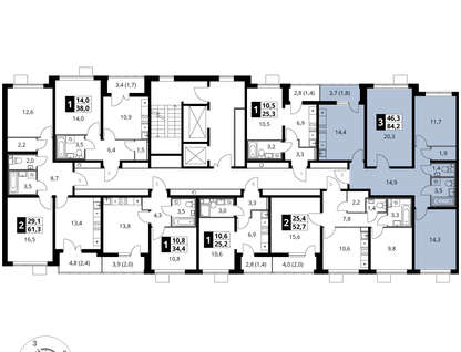 3-к. квартира, 84&nbsp;м²