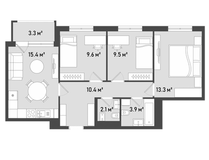4-к. квартира, 67&nbsp;м²