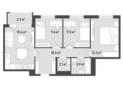 4-к. квартира, 67&nbsp;м²
