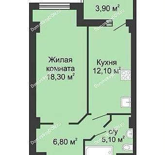 1-к. квартира, 46&nbsp;м²
