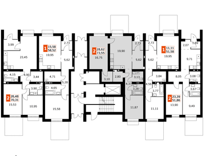 2-к. квартира, 73&nbsp;м²