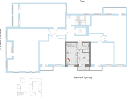 1-к. квартира, 32 м²