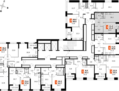 1-к. квартира, 45 м²