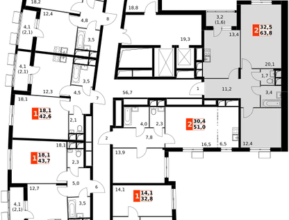 2-к. квартира, 63&nbsp;м²