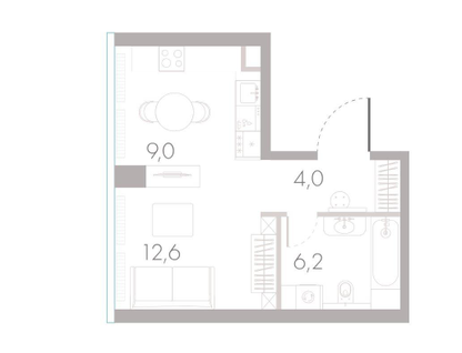 Студия, 36,8&nbsp;м²