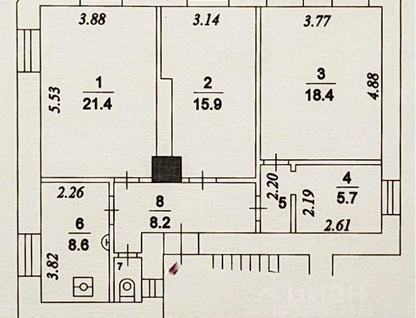 4-к. квартира, 82&nbsp;м²