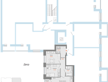 2-к. квартира, 55&nbsp;м²