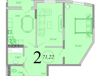 2-к. квартира, 70,2&nbsp;м²