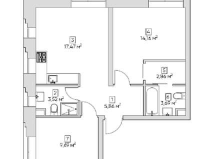 3-к. квартира, 57,5&nbsp;м²