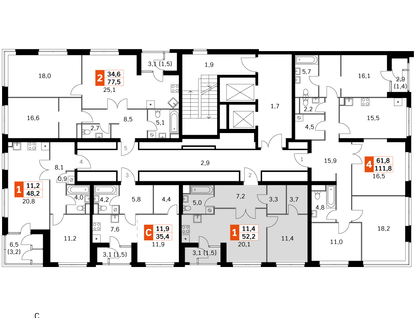 2-к. квартира, 50&nbsp;м²