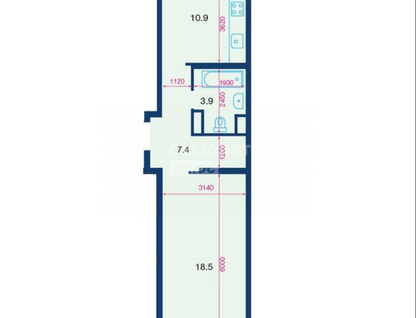 1-к. квартира, 40&nbsp;м²