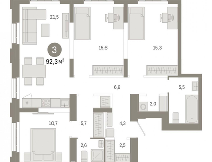 3-к. квартира, 92,3&nbsp;м²
