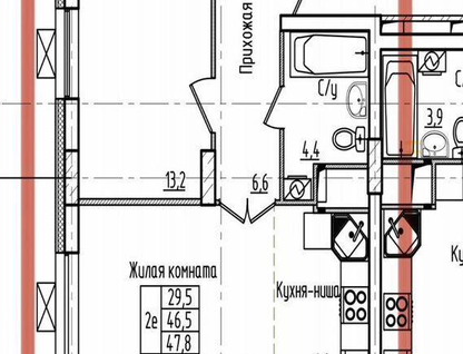 2-к. квартира, 50,4&nbsp;м²