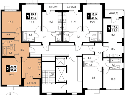 2-к. квартира, 59&nbsp;м²