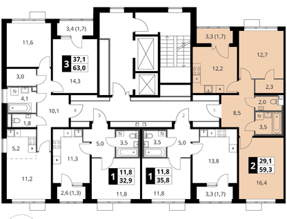 2-к. квартира, 59&nbsp;м²