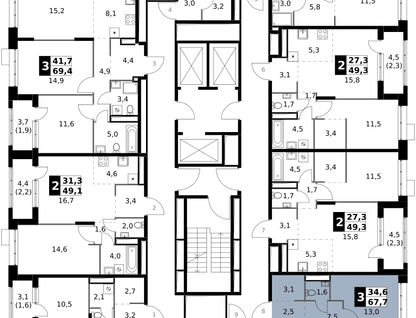 3-к. квартира, 67&nbsp;м²
