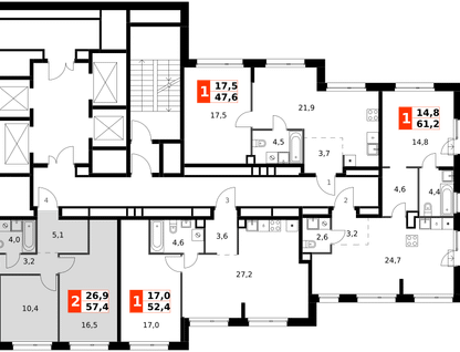 3-к. квартира, 57&nbsp;м²