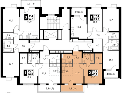 2-к. квартира, 46 м²