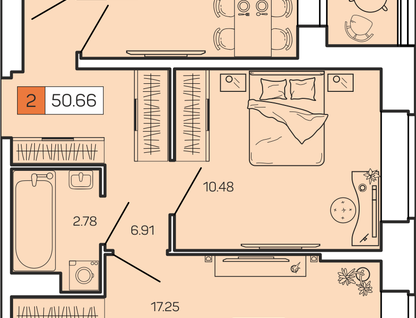 3-к. квартира, 50,7&nbsp;м²