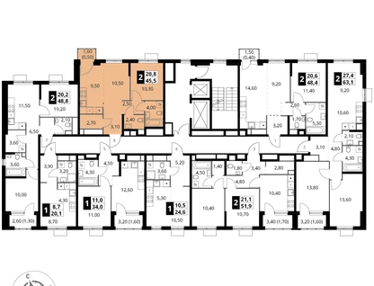 2-к. квартира, 45&nbsp;м²