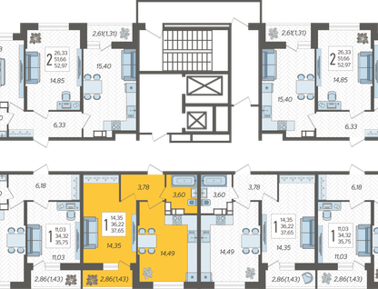 1-к. квартира, 37&nbsp;м²